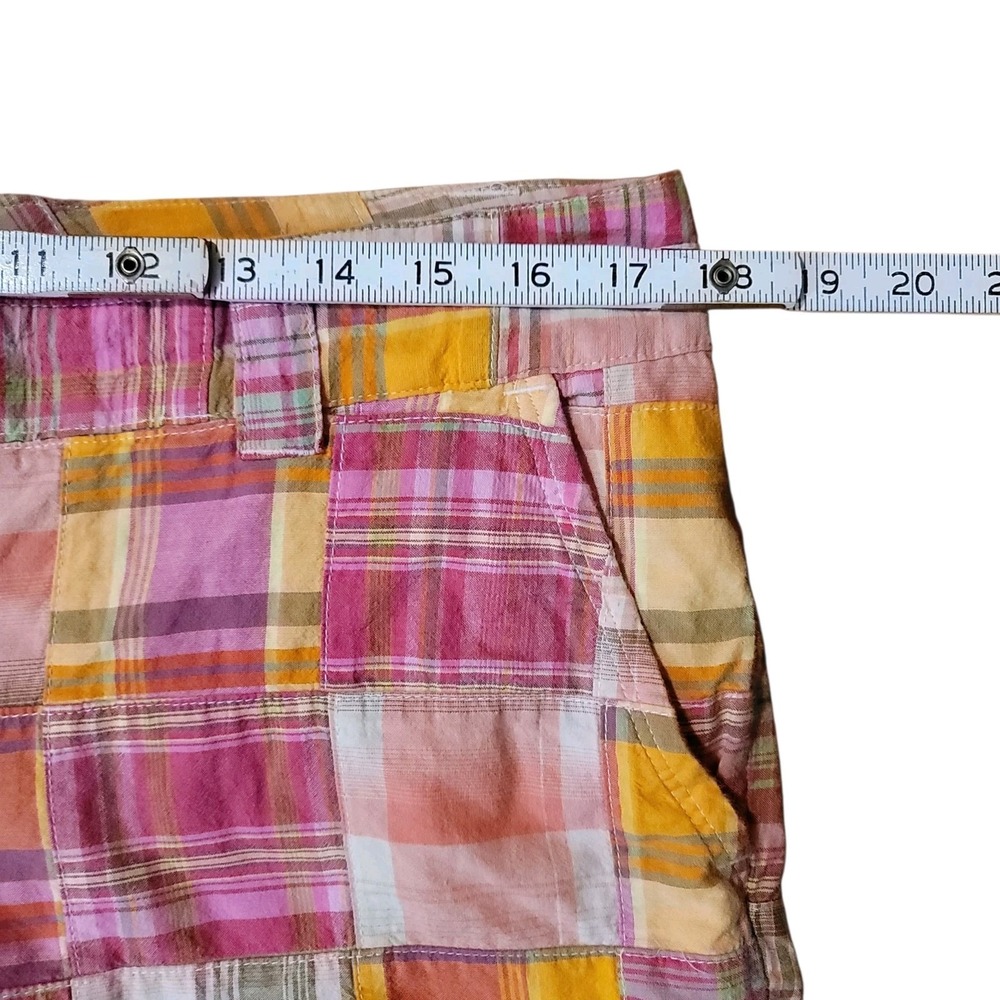 Tommy Hilfiger Pink Madras Plaid Shorts Pockets Skirt Size 12 Yellow Preppy - Picture 3 of 7